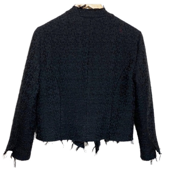 Vero Moda Open Front Textured Fringe Blazer Black Great Condition Size 40 Large - Picture 6 of 7